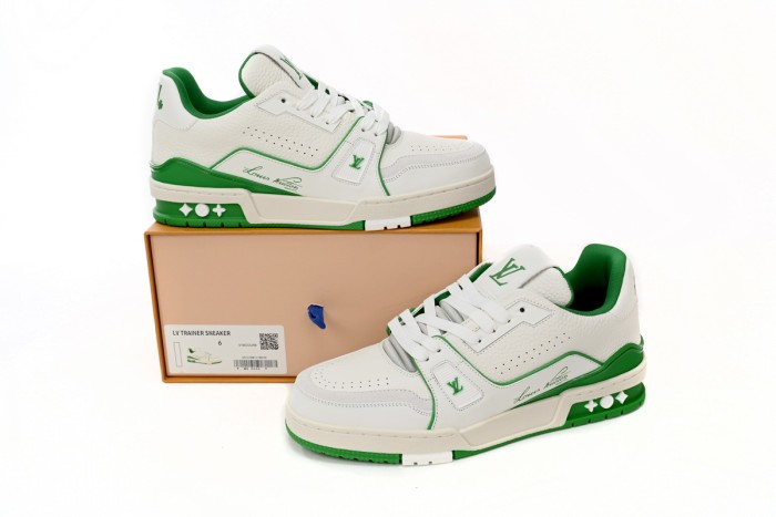 Louis Vuitton Trainer All Blue White Green Lychee Pattern