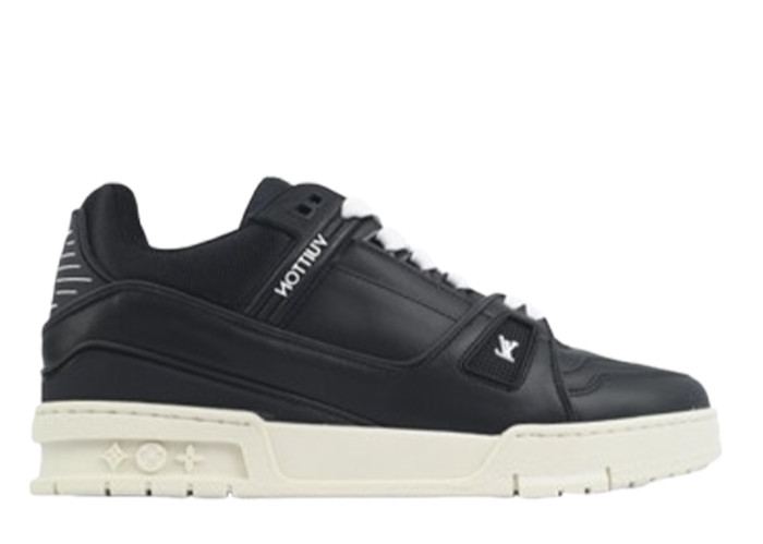 Louis Vuitton Trainer Sneaker Black Skin And White Background