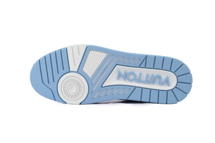 Louis Vuitton Trainer Sneaker Denim Demier Multicolor Light Blue Grid