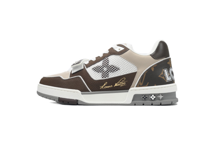 Louis Vuitton LV Trainer Moka Brown Monogram Flower