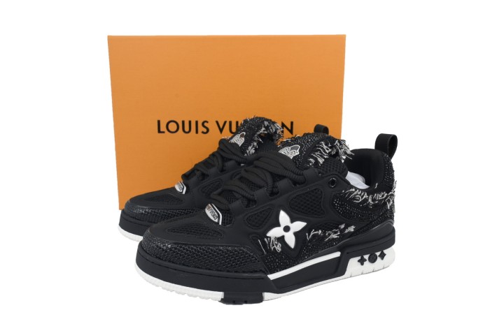 Lou1s Vuitt0n Skate Sneaker Horse Hair Black Diamond