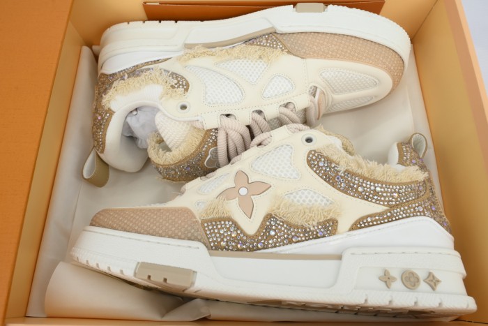 Lou1s Vuitt0n Skate Sneaker Horse Hair Apricot Diamond