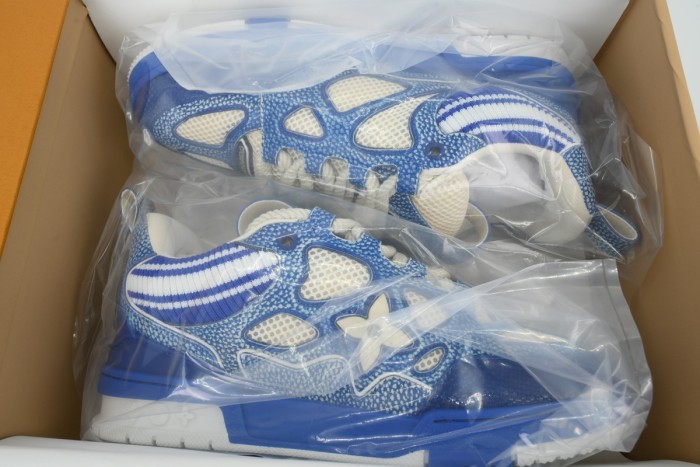 Lou1s Vuitt0n Skate Sneaker New Blue Woolen Fabric