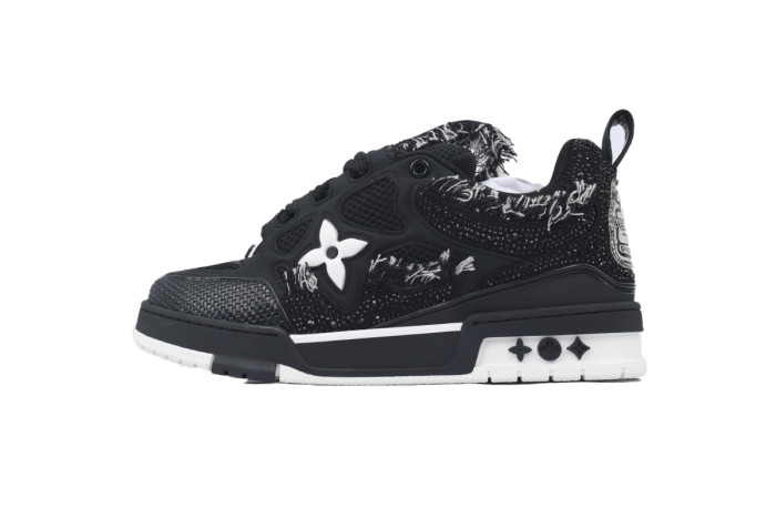 Lou1s Vuitt0n Skate Sneaker Horse Hair Black Diamond