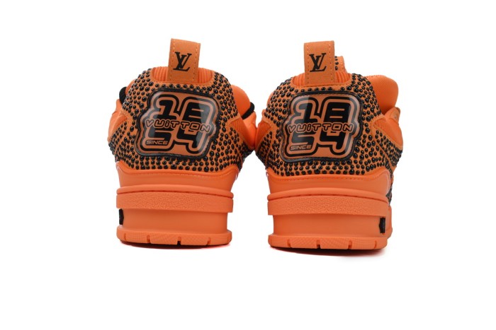 Lou1s Vuitt0n Skate Sneaker Orange with Diamonds