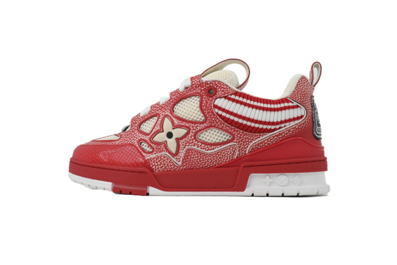 Lou1s Vuitt0n Skate Sneaker New Red Woolen Fabric