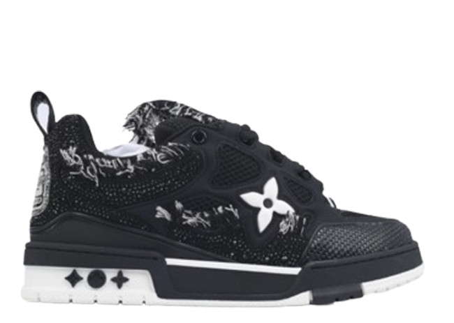 Lou1s Vuitt0n Skate Sneaker Horse Hair Black Diamond