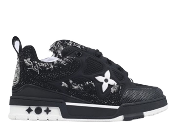 Lou1s Vuitt0n Skate Sneaker Horse Hair Black Diamond