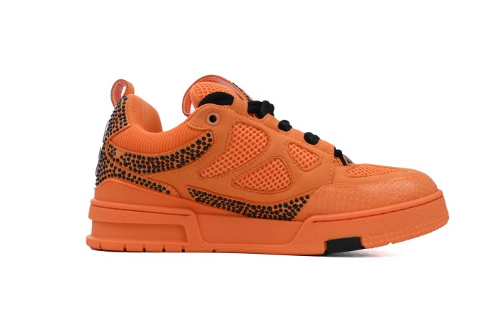Lou1s Vuitt0n Skate Sneaker Orange with Diamonds
