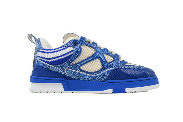 Lou1s Vuitt0n Skate Sneaker New Blue Woolen Fabric