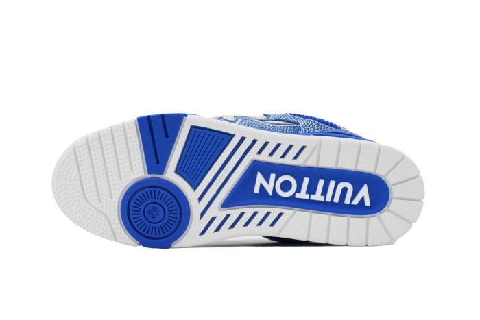 Lou1s Vuitt0n Skate Sneaker New Blue Woolen Fabric