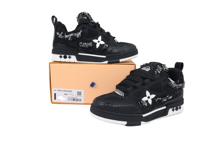 Lou1s Vuitt0n Skate Sneaker Horse Hair Black Diamond