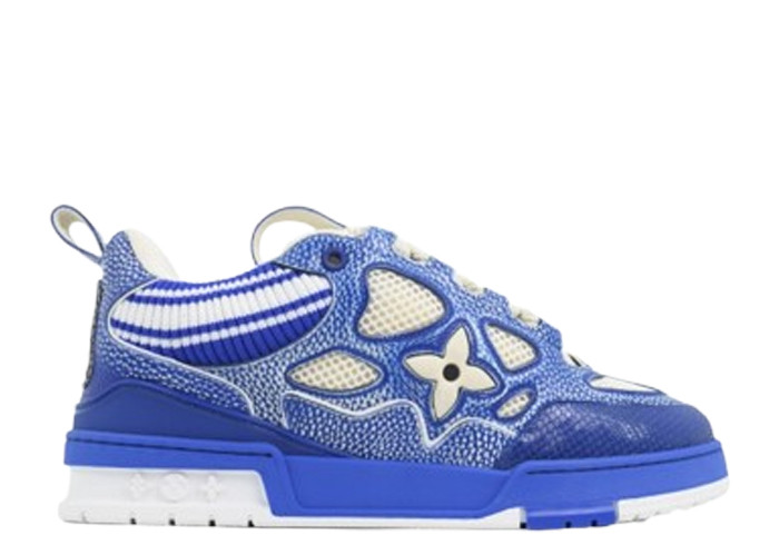 Lou1s Vuitt0n Skate Sneaker New Blue Woolen Fabric