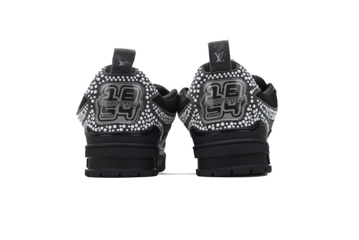 Lou1s Vuitt0n Skate Sneaker Black Grey with Diamonds