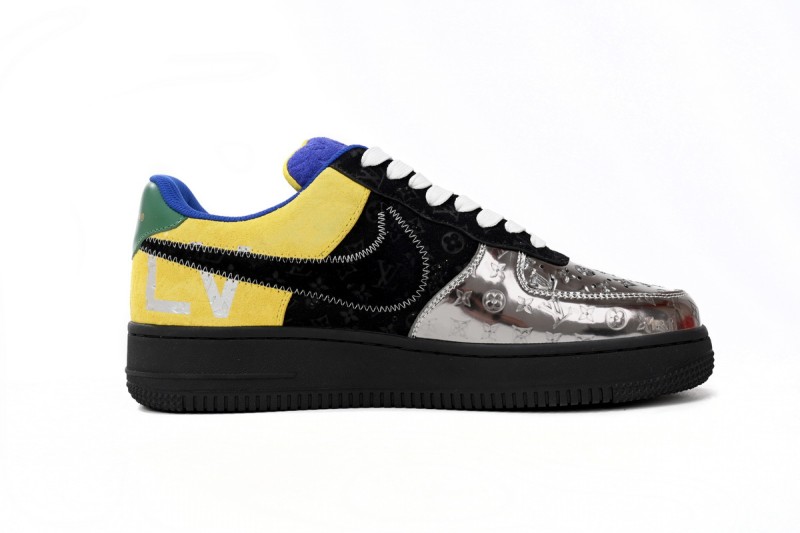Lou1s Vuitt0n x Nike Air Force 1 Silver Yellow