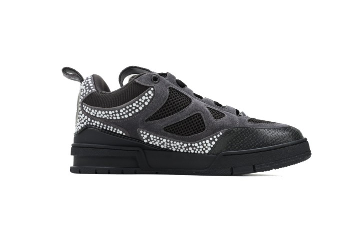 Lou1s Vuitt0n Skate Sneaker Black Grey with Diamonds
