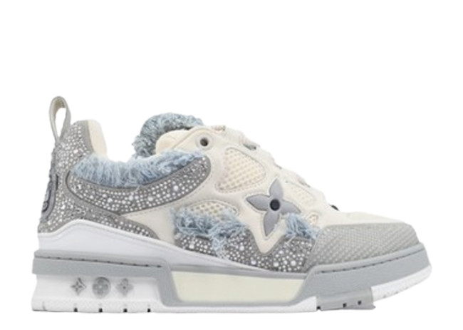 Lou1s Vuitt0n Skate Sneaker Horse Hair Gray White Diamond