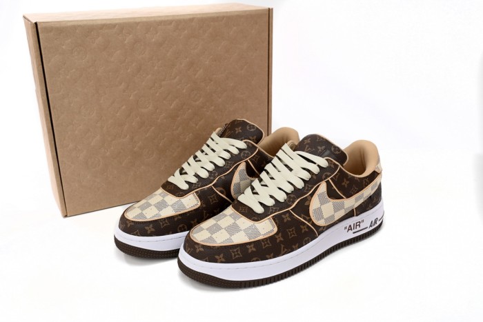 Lou1s Vuitt0n x Nike Air Force 1 Coffee