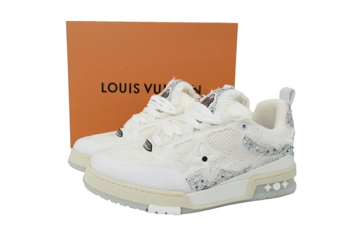 Lou1s Vuitt0n Skate Silver White Diamond