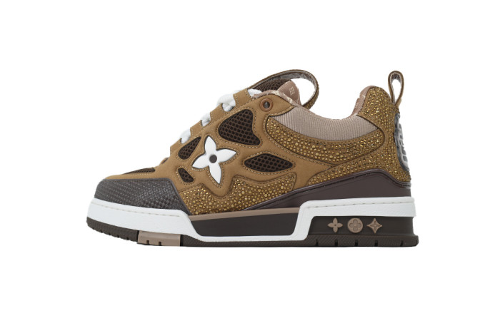 Lou1s Vuitt0n Skate White Brown Diamond Surface