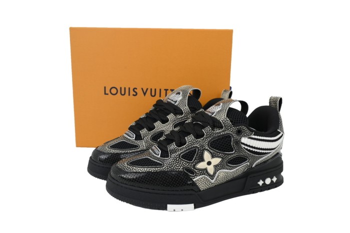 Lou1s Vuitt0n Skate Sneaker New Black Woolen Fabric
