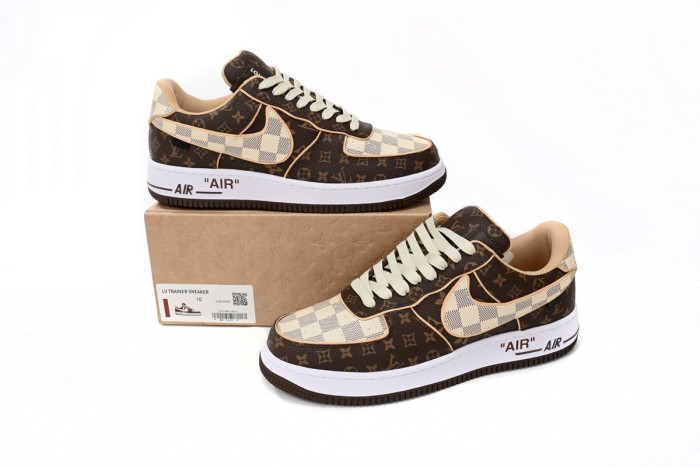 Lou1s Vuitt0n x Nike Air Force 1 Coffee