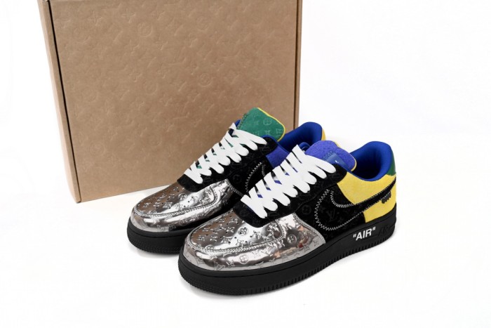 Lou1s Vuitt0n x Nike Air Force 1 Silver Yellow
