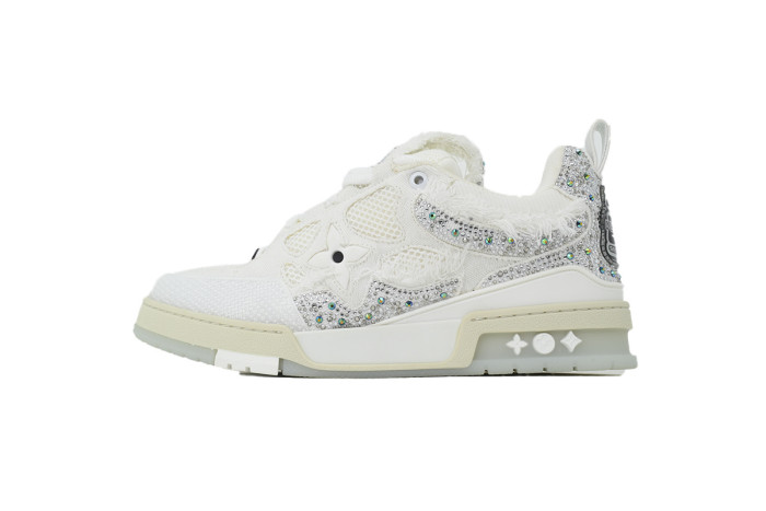 Lou1s Vuitt0n Skate Silver White Diamond