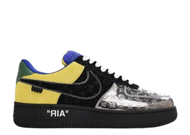 Lou1s Vuitt0n x Nike Air Force 1 Silver Yellow
