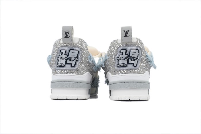 Lou1s Vuitt0n Skate Sneaker Horse Hair Gray White Diamond