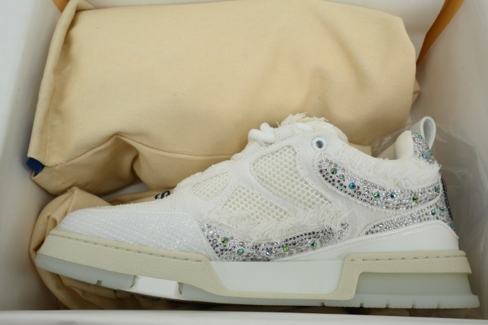 Lou1s Vuitt0n Skate Silver White Diamond