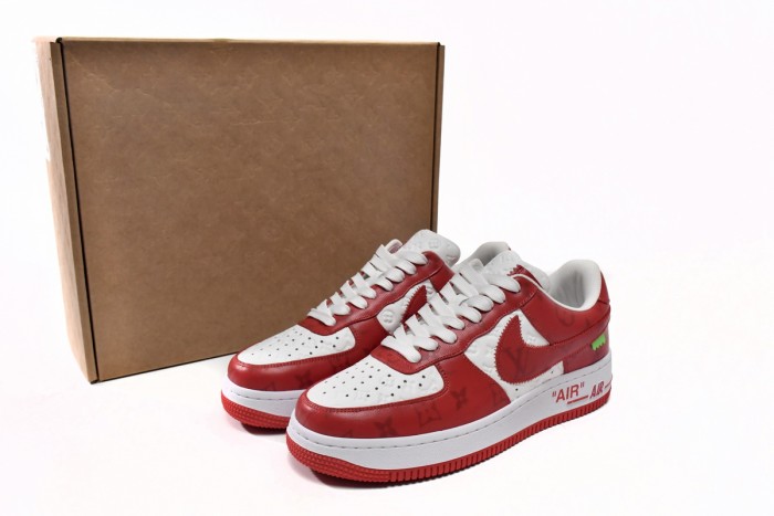 Lou1s Vuitt0n x Nike Air Force 1 White Red