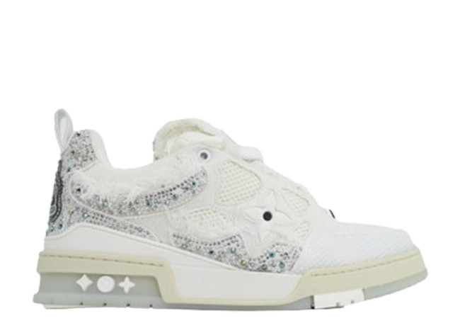 Lou1s Vuitt0n Skate Silver White Diamond