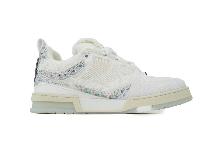 Lou1s Vuitt0n Skate Silver White Diamond