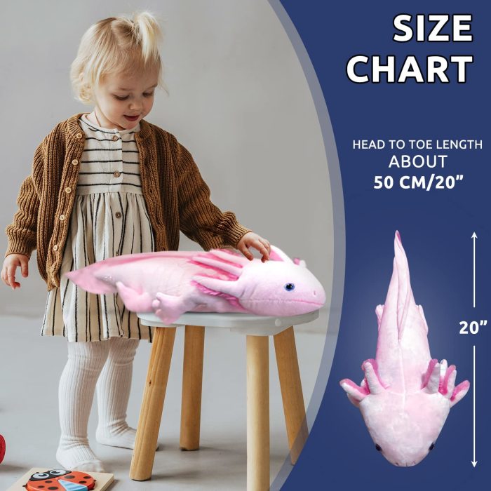 Axolotl Plush,Stuffed Animal,Lifelike Cute Ambystoma Plush Toy,Gifts for Kids,18 Inches Long