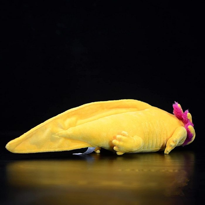 Simulation Axolotl Plush Toy-20 Soft Realistic Yellow Axolotl Fish Lizard Creepy Stuffed Animals Cute Yellow Reptilian Toys Real Plushie Toy, Unique Plush Gift Collection for Kids
