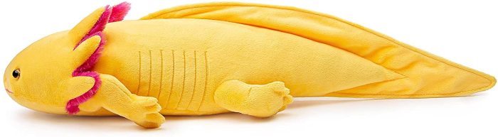 Simulation Axolotl Plush Toy-20 Soft Realistic Yellow Axolotl Fish Lizard Creepy Stuffed Animals Cute Yellow Reptilian Toys Real Plushie Toy, Unique Plush Gift Collection for Kids