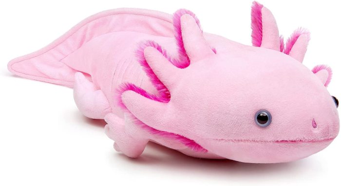 Simulation Axolotl Plush Toy - 20  Soft Realistic Pink Axolotl Fish Lizard Creepy Stuffed Animals Cute Pink Reptilian Toys Real Plushie Toy, Unique Plush Gift Collection for Kids (Pink)
