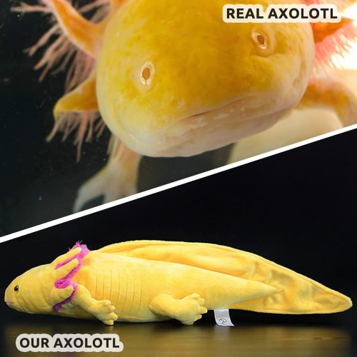 Axolotl Plush-Simulation Axolotl Stuffed Animals-Pink Cute Mexican Salamander Soft Toy-18 Inch Long Hexagonal Dinosaur Reptilian Plush Toys Yellow
