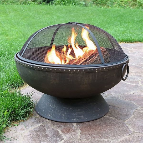Us 93 00 Large Outdoor Fire Pit Bowl, 24 Inch Round Fire Pit Spark Screen