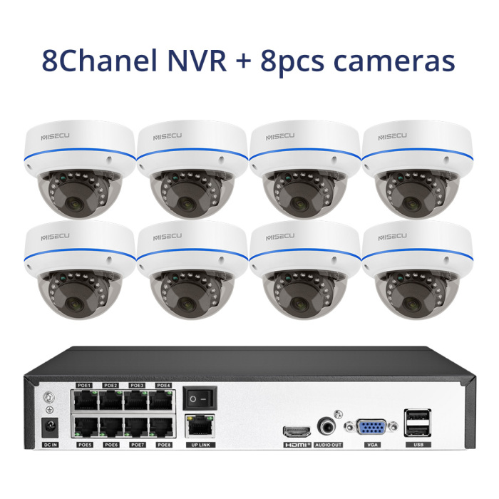 8CH POE Camera System 5MP Security Camera with H.265 POE Recorder