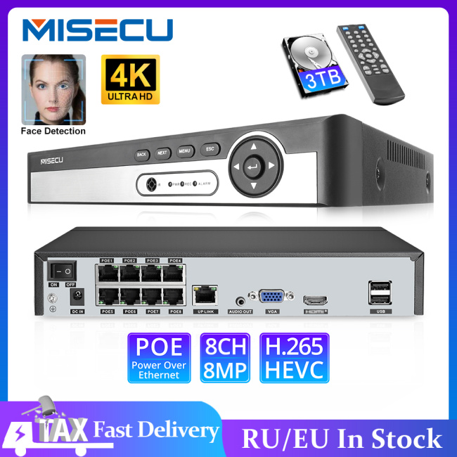 8CH POE NVR Support 1080P 5MP 8MP 4K Security AI Camera
