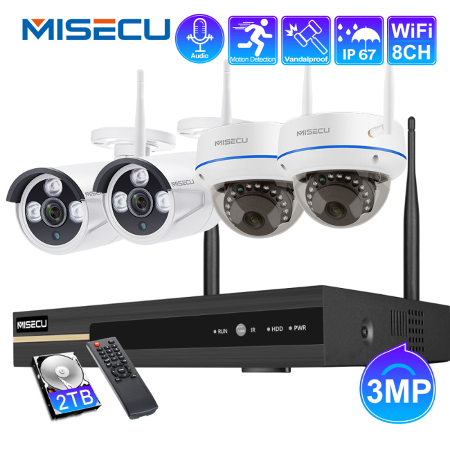 3MP 8CH Wireless Camera System with Indoor and Outdoor Cameras