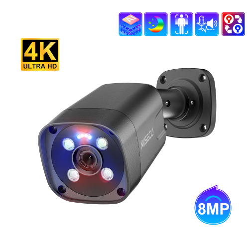 8MP 4K POE IP Camera with Red and Blue Alarm Light Support Rtsp Netp