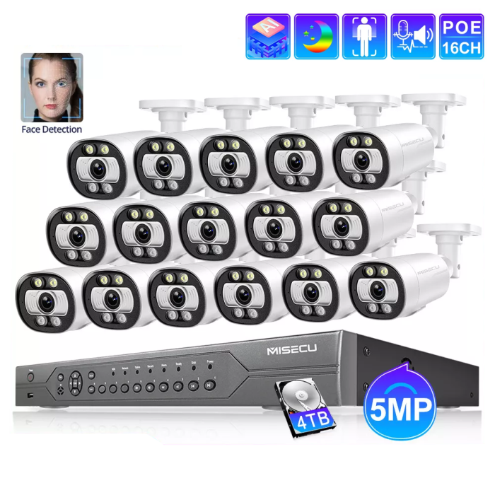 5MP16CH POE Camera System Support AI Human Detection