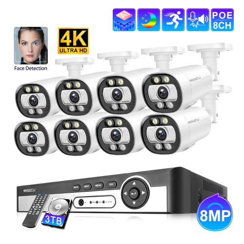 4K POE Security Camera System Support Face Detect Color Night