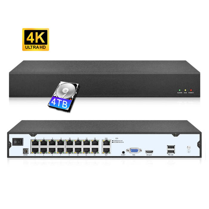 16CH POE NVR Support Onvif Rtsp Ftp DDNS
