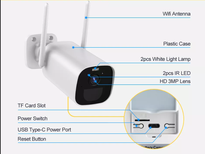 Battery WIFI Security Camera Support Solar Panel