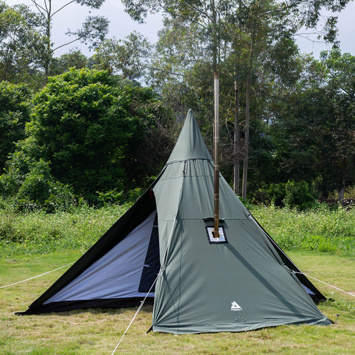 YARN Plus 캠핑용 캔버스 난로텐트 내화성홀옷감가 있는 면텐트 2-4인