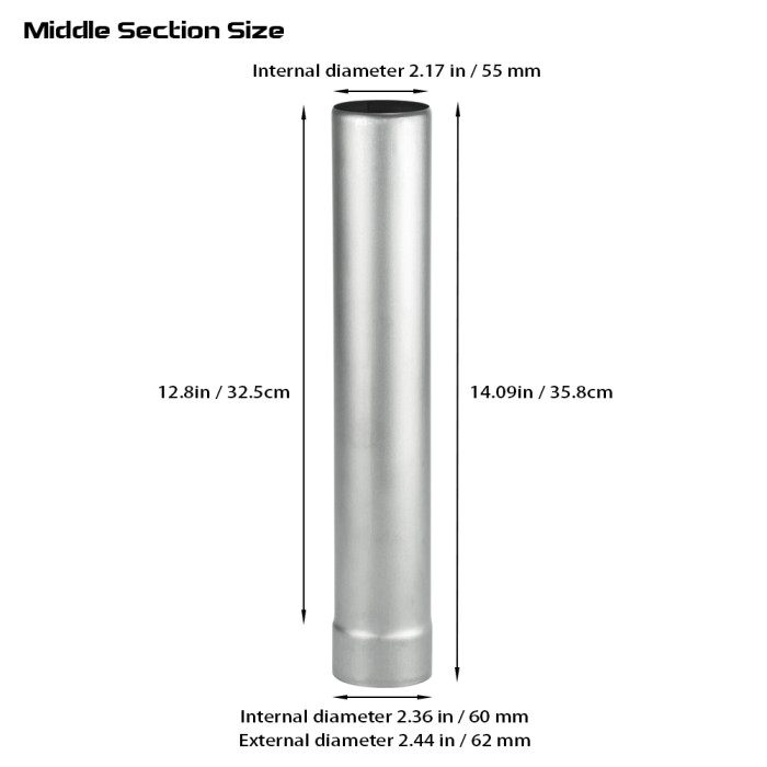 Φ2.36in x 14.17in (Φ6cm x 36cm) 티타늄 스토브 파이프 전부 분리형 조립된 난로 파이프